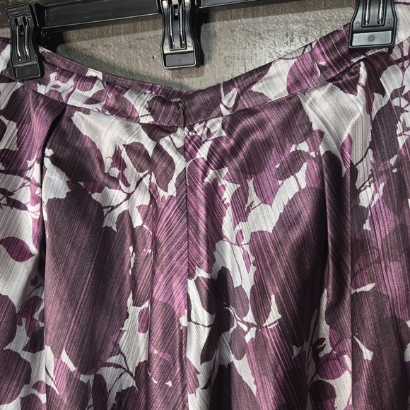 Silk Purple Floral Midi circle skirt - Picture 3 of 7